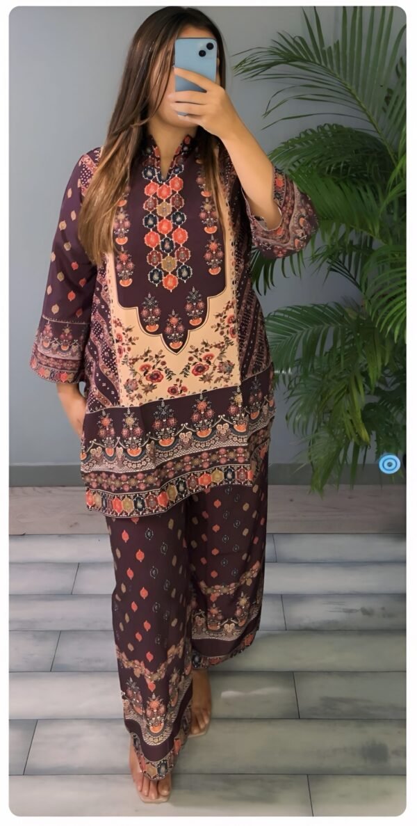 Printed Maroon Co-ord Set for Women