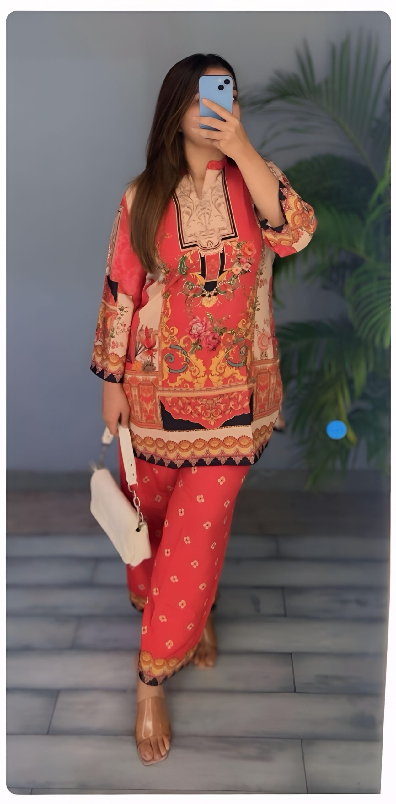 Red Royal Print Co-ord Set – Premium Cotton Wear