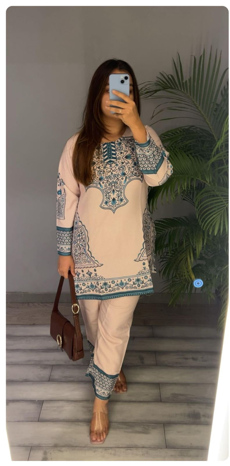 Teal Border Printed Co-ord Set – Premium Cotton Wear